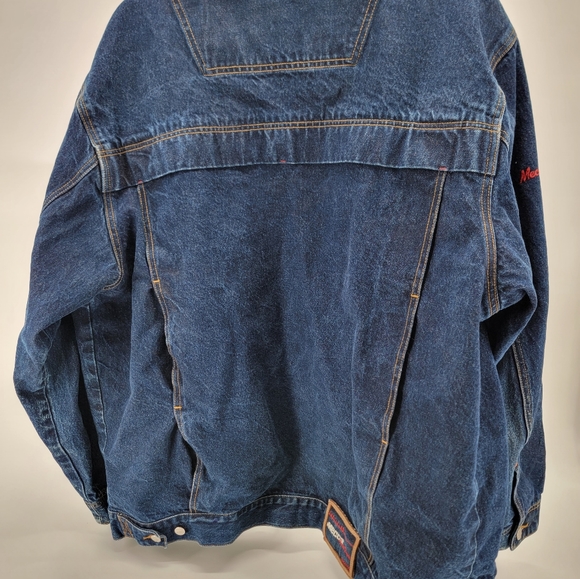 Vintage Mecca Y2K Hip Hop Baggy Denim Jean Dark Wash Button Front Jacket Mens XL - Picture 7 of 13